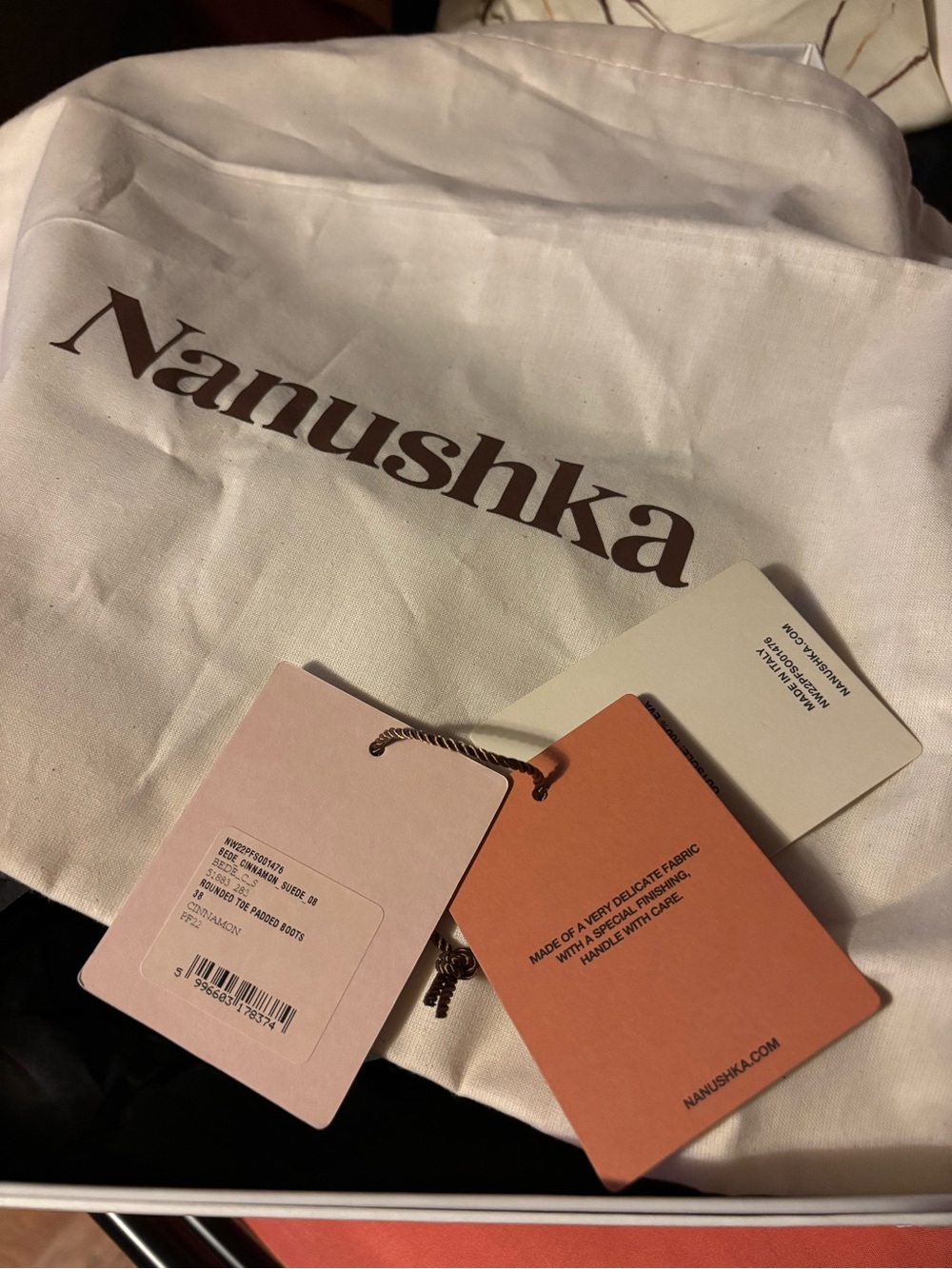 Nanushka Bede Cinnamon Suede Rounded Toe Padded Boots - Picture 5 of 7